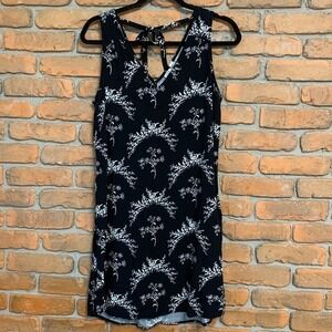 GAP Floral Print Sleeveless Plunge V-Neck Shift Mini Dress‎ Black White - Size S